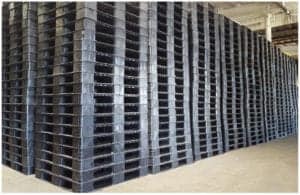 Panda 43x43 Plastic Pallets Stacked and Ready to Ship