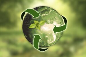 3D graphic of a recycle globe